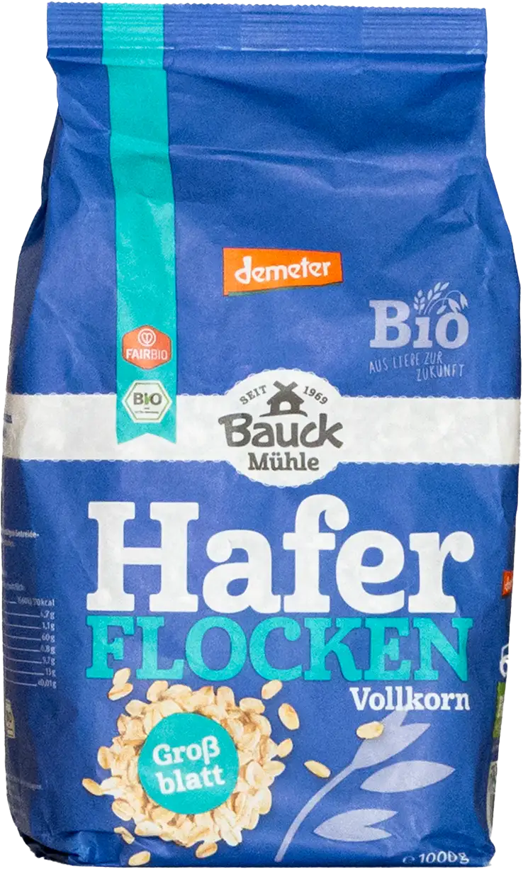 Das Produkt Bauck Haferflocken verpackt in Koehler NexPlus&reg; Seal Pure MOB 72 gsm