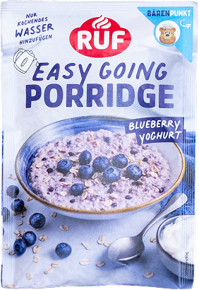 Das Produkt RUF &bdquo;Easy going Porridge&ldquo; verpackt in Koehler NexPlus&reg; Seal Pure MOB 72 gsm